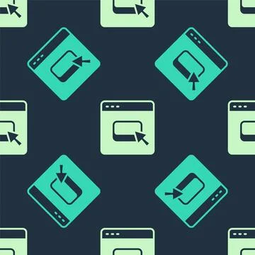 Green and beige Browser files icon isolated seamless pattern on blue background Stock Illustration