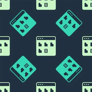 Green and beige Browser files icon isolated seamless pattern on blue background Illustrazione stock