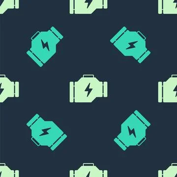 Green and beige Check engine icon isolated seamless pattern on blue background 스톡 일러스트
