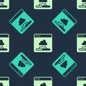 Green and beige Cloud technology data transfer and storage icon isolated イラスト素材