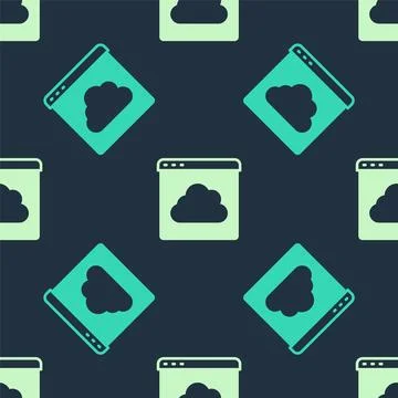 Green and beige Cloud technology data transfer and storage icon isolated se.. Stock Illustration