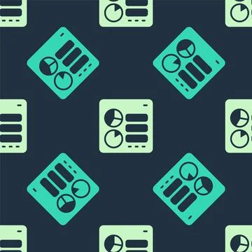 Green and beige Computer api interface icon isolated seamless pattern on blue 스톡 일러스트