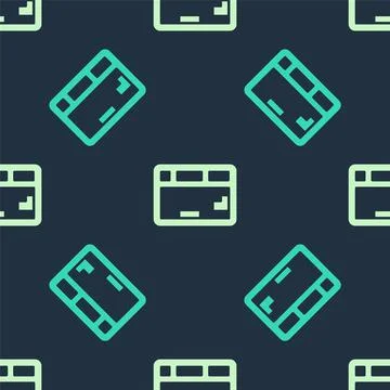 Green and beige Computer keyboard icon isolated seamless pattern on blue Stock Illustration
