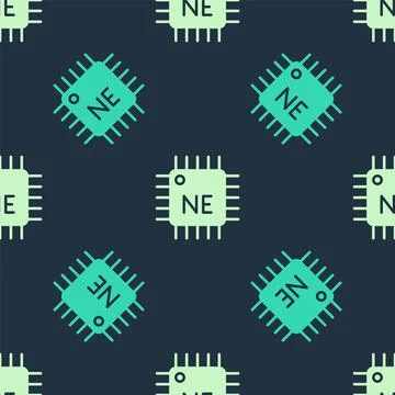 Green and beige Computer processor with microcircuits CPU icon isolated seamless Illustrazione stock