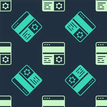 Green and beige Debugging icon isolated seamless pattern on blue background 스톡 일러스트