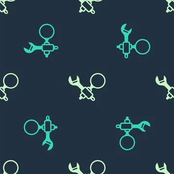 Green and beige Debugging icon isolated seamless pattern on blue background イラスト素材