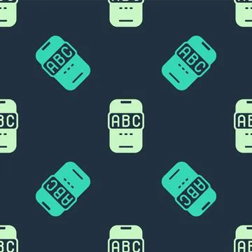 Green and beige E-learning of different foreign languages through the mobile Stock Illustration