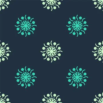 Green and beige Firework icon isolated seamless pattern on blue background Illustrazione stock
