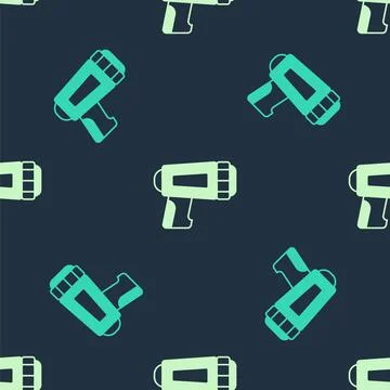 Green and beige Flashlight for diver icon isolated seamless pattern on blue イラスト素材