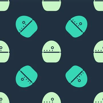 Green and beige Kitchen timer icon isolated seamless pattern on blue background Stock Illustration