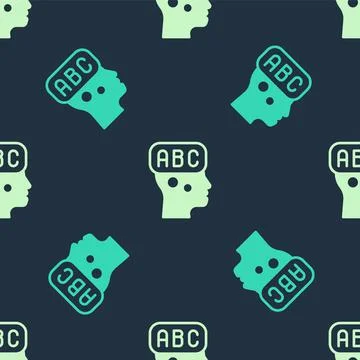 Green and beige Learning foreign languages icon isolated seamless pattern on Stock Illustration