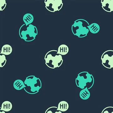 Green and beige Learning foreign languages icon isolated seamless pattern on Stock Illustration