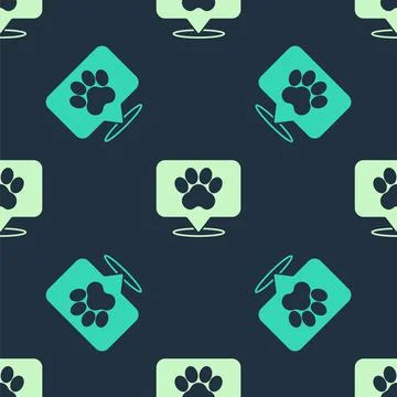 Green and beige Map pointer with veterinary medicine hospital, clinic or pet  Stock Illustration