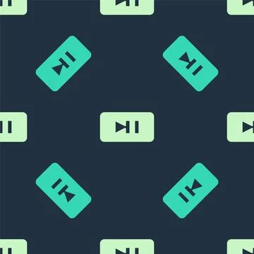 Green and beige Pause button icon isolated seamless pattern on blue background イラスト素材