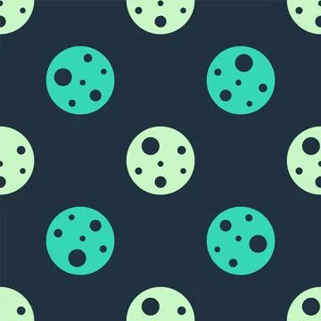 Green and beige Planet Mars icon isolated seamless pattern on blue backgrou.. Stock Illustration