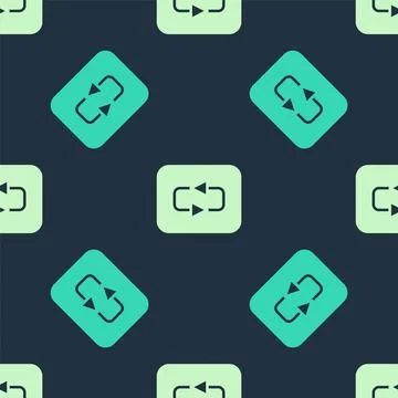 Green and beige Repeat button icon isolated seamless pattern on blue backgr.. Stock Illustration