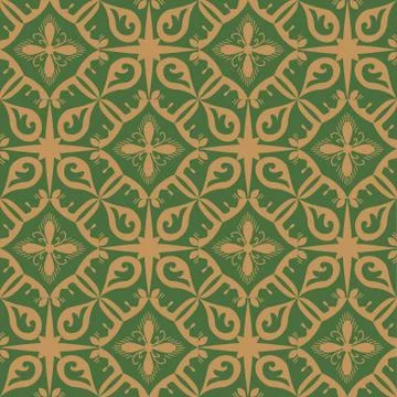 Green and beige royal pattern. The Seamless vector background Stock Illustration