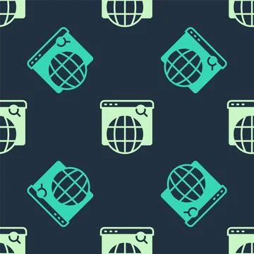 Green and beige Search engine icon isolated seamless pattern on blue background Illustrazione stock