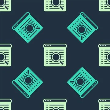 Green and beige Search engine icon isolated seamless pattern on blue backgr.. 스톡 일러스트