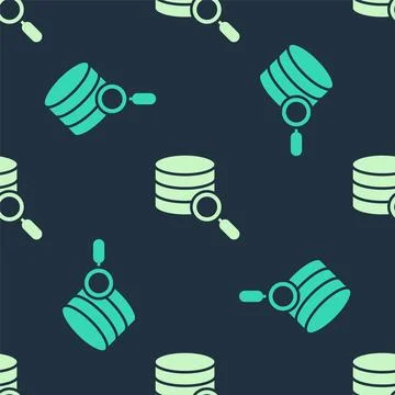 Green and beige Server, Data, Web Hosting icon isolated seamless pattern on blue Stock Illustration