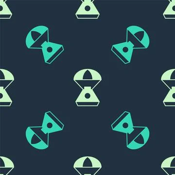Green and beige Space capsule icon isolated seamless pattern on blue background Stock Illustration