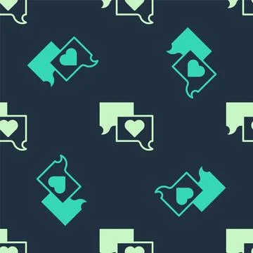Green and beige Speech bubble chat icon isolated seamless pattern on blue b.. イラスト素材