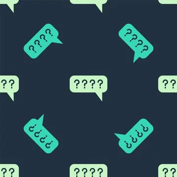Green and beige Speech bubbles with Question icon isolated seamless pattern on Illustrazione stock