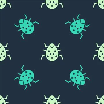Green and beige System bug concept icon isolated seamless pattern on blue Illustrazione stock