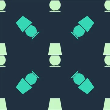 Green and beige Table lamp icon isolated seamless pattern on blue background Stock Illustration
