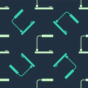Green and beige Table lamp icon isolated seamless pattern on blue background Stock Illustration