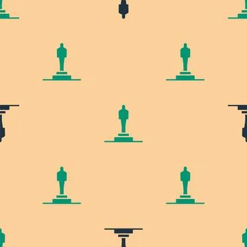 Green and black 3D printer model icon isolated seamless pattern on beige Stock Illustration