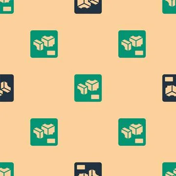 Green and black 3D printer icon isolated seamless pattern on beige background Illustrazione stock