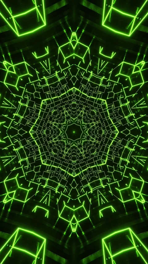Green and black abstract background with circular design. Kaleidoscope VJ loop Stock Footage 314100662