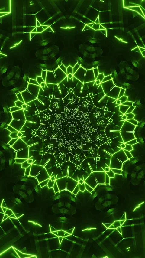 Green and black abstract background with circular design. Kaleidoscope VJ loop Stock Footage 314835167