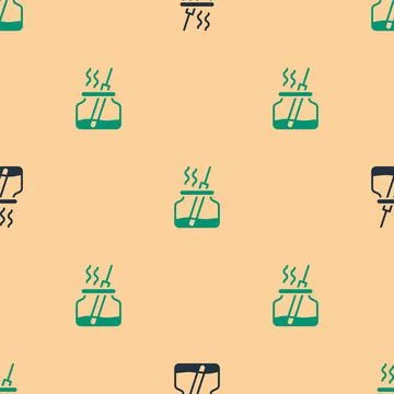 Green and black Aroma diffuser icon isolated seamless pattern on beige 스톡 일러스트