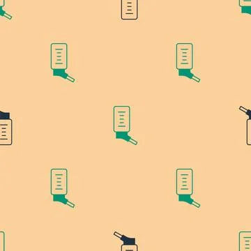 Green and black Automatic drinker for small pets icon isolated seamless pattern Illustrazione stock
