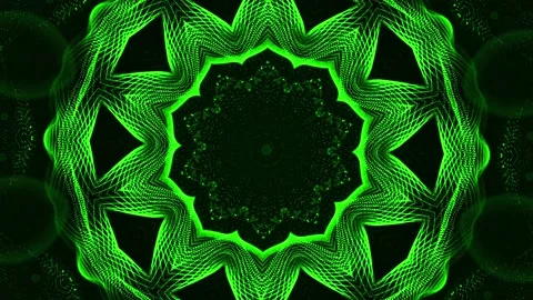 Green and black background with star pattern on it. Kaleidoscope VJ loop Stock Footage 252351519