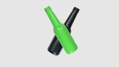 Green and Black Beer - Soda Bottle Clock Ticking Stop Motion Alpha Channel Stock Footage 158819082