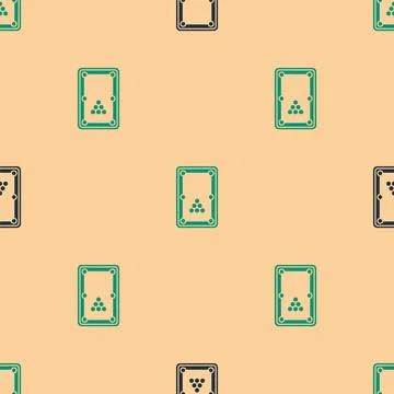 Green and black Billiard table icon isolated seamless pattern on beige Stock Illustration