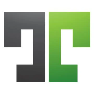 Green and Black Bold Split Shaped Letter T Icon Illustrazione stock