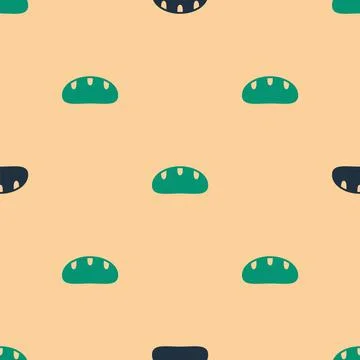 Green and black Bread loaf icon isolated seamless pattern on beige background Stockillustratie