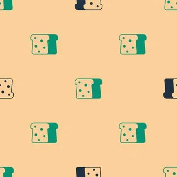Green and black Bread toast for sandwich piece of roasted crouton icon isolated Stock Illustration