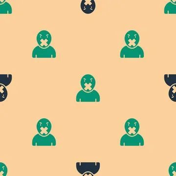 Green and black Censor and freedom of speech concept icon isolated seamless Stock Illustration