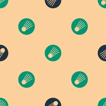 Green and black Comet falling down fast icon isolated seamless pattern on bei Stock Illustration
