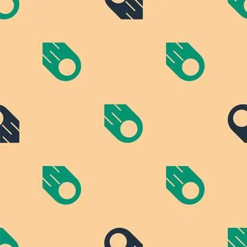 Green and black Comet falling down fast icon isolated seamless pattern on b.. Stock Illustration