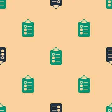 Green and black To do list or planning icon isolated seamless pattern on be.. イラスト素材