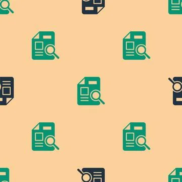 Green and black Document with graph chart icon isolated seamless pattern on.. Stockillustratie