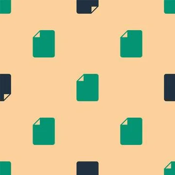Green and black File document icon isolated seamless pattern on beige background イラスト素材