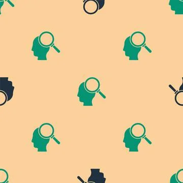 Green and black Finding a problem in psychology icon isolated seamless pattern Stock Illustration