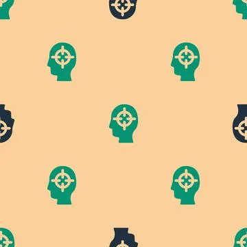 Green and black Finding a problem in psychology icon isolated seamless pattern Stock Illustration